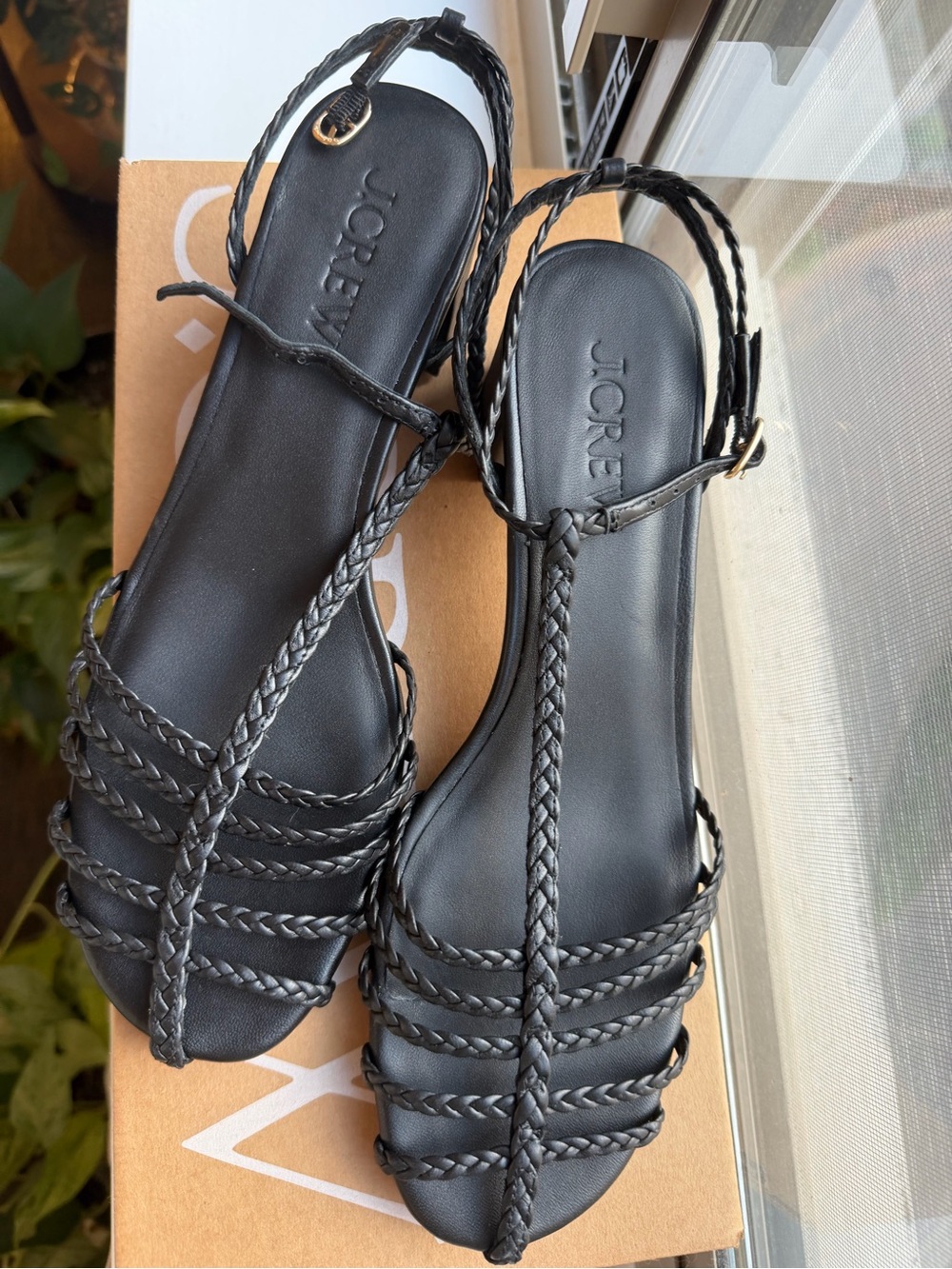 J. Crew Braided Leather Heeled Sandals
